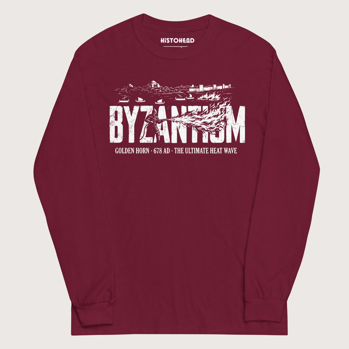 Maroon Greek Fire 678 - Long Sleeve - history buff gift by HistoHead