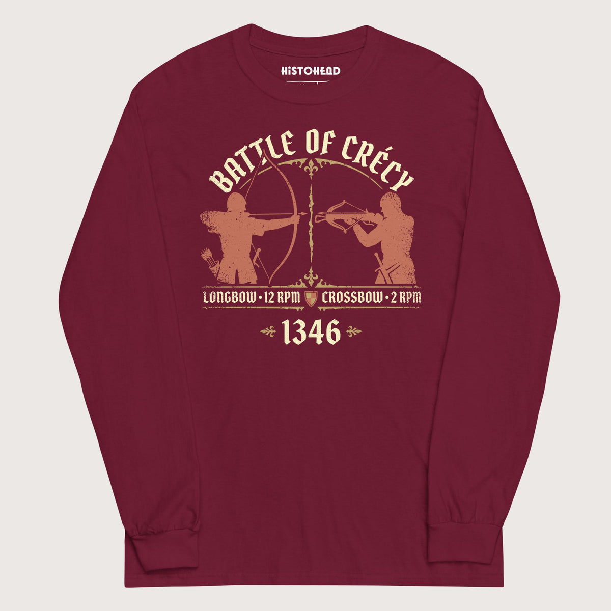Maroon Battle of Crecy 1346 - Long Sleeve - history buff gift by HistoHead