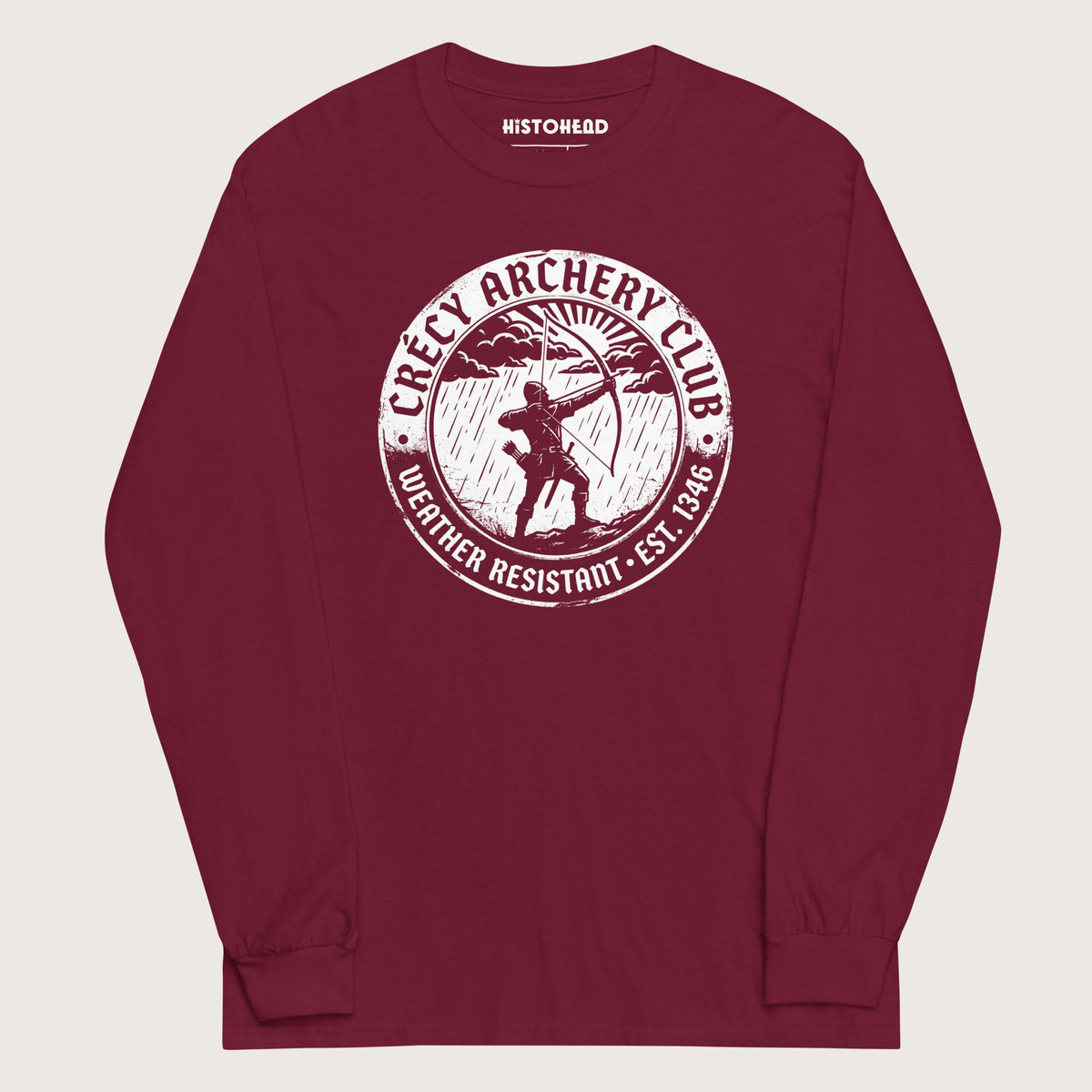 Maroon Crecy Archery Club - Long Sleeve - history buff gift by HistoHead