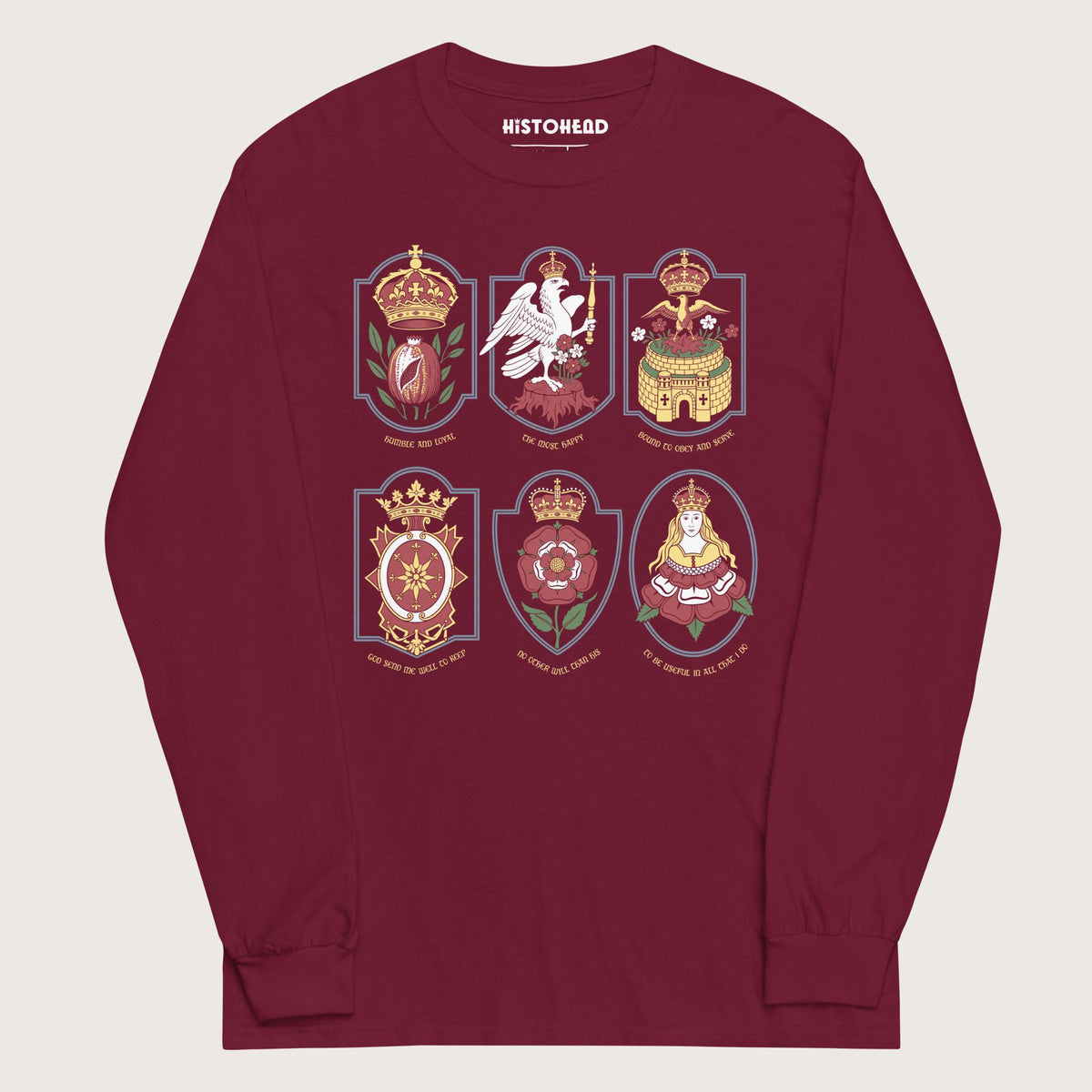 Maroon Six Wives Badges - Long Sleeve - history buff gift by HistoHead