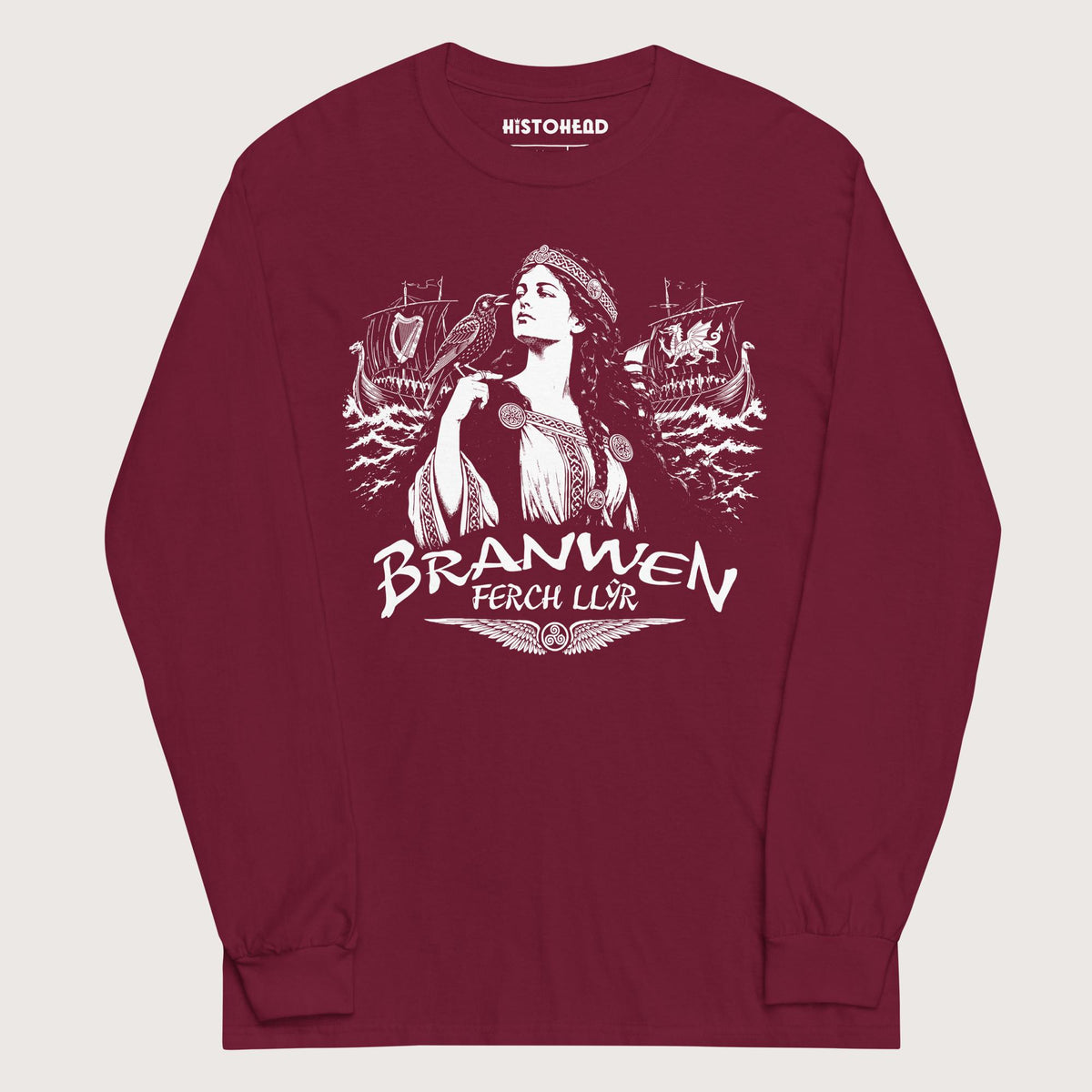 Maroon Branwen ferch Llŷr - Long Sleeve - history buff gift by HistoHead