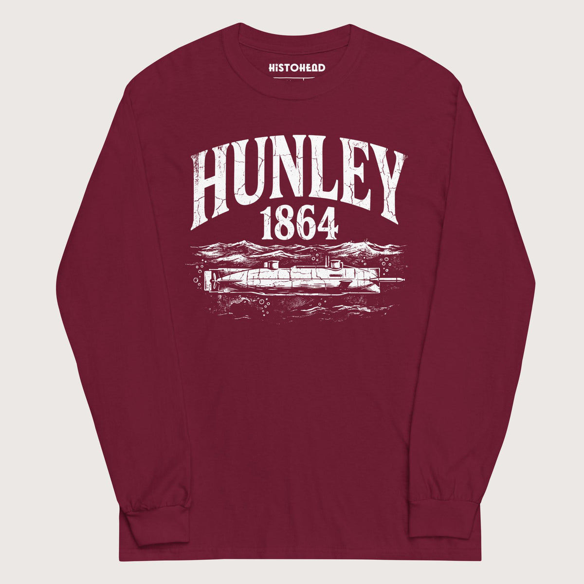 Maroon Hunley Submarine - Long Sleeve - history buff gift by HistoHead