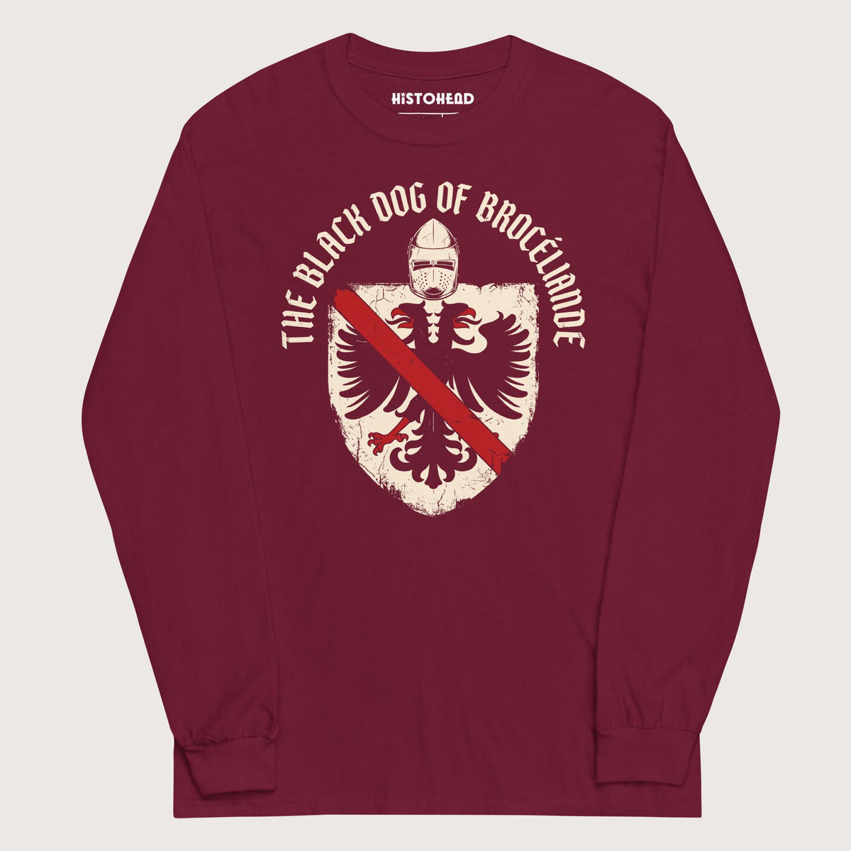 Maroon Du Guesclin The Black Dog of Brocéliande - Long Sleeve - history buff gift by HistoHead