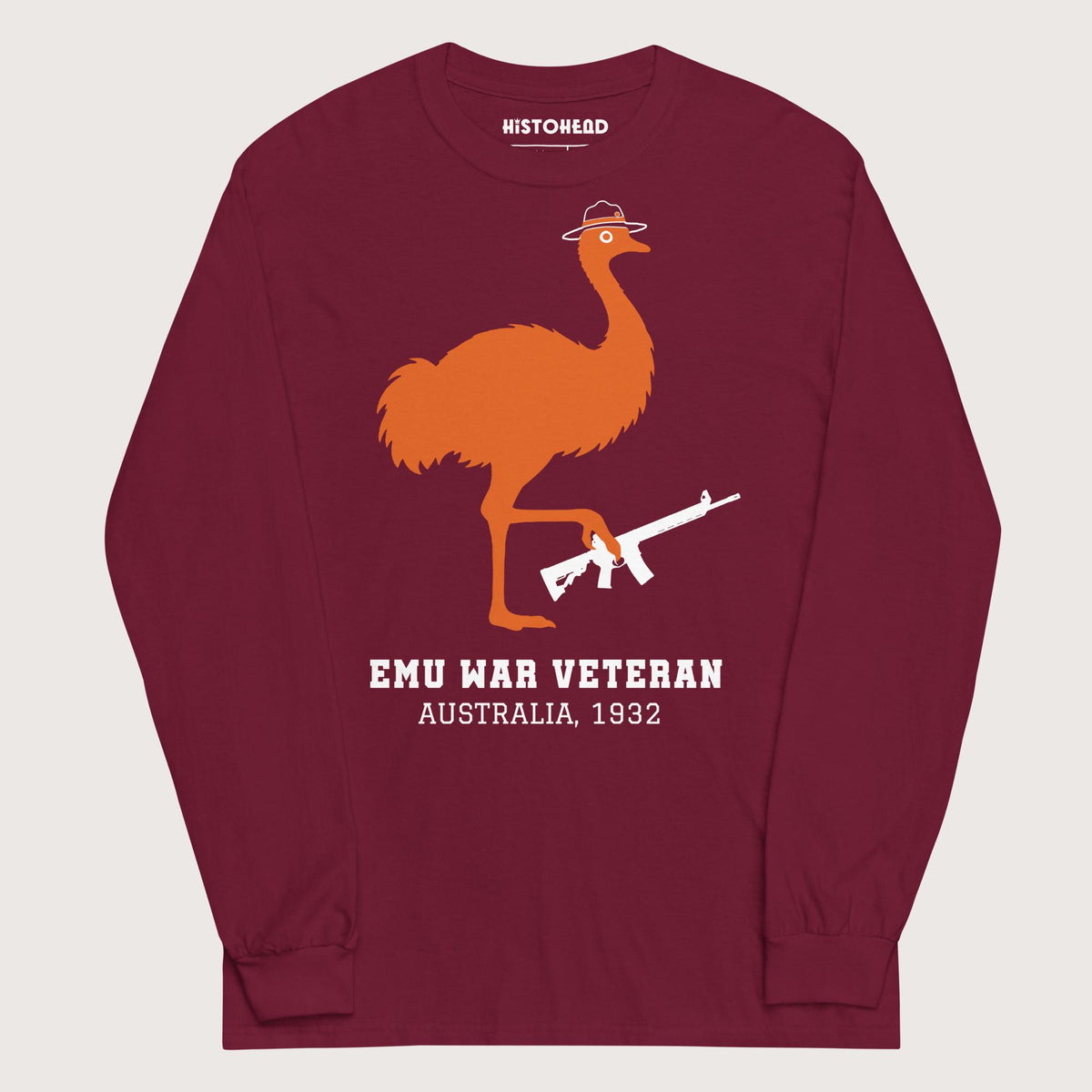 Maroon Emu War Veteran - Long Sleeve - history buff gift by HistoHead