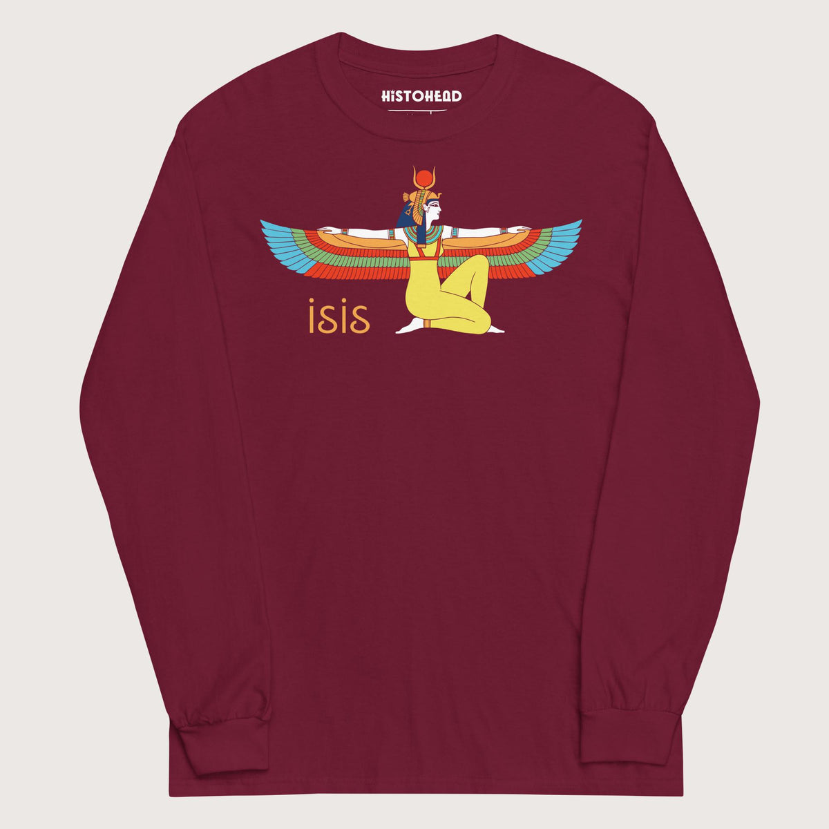 Maroon Egyptian Goddess Isis - Long Sleeve - history buff gift by HistoHead