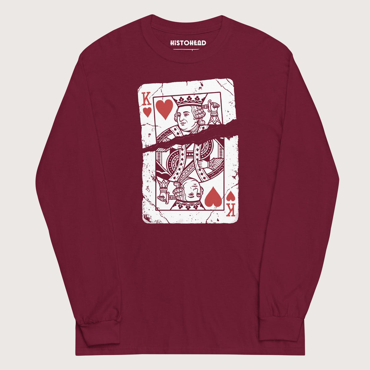 Maroon Louis XVI Playing Card - Long Sleeve - history buff gift by HistoHead