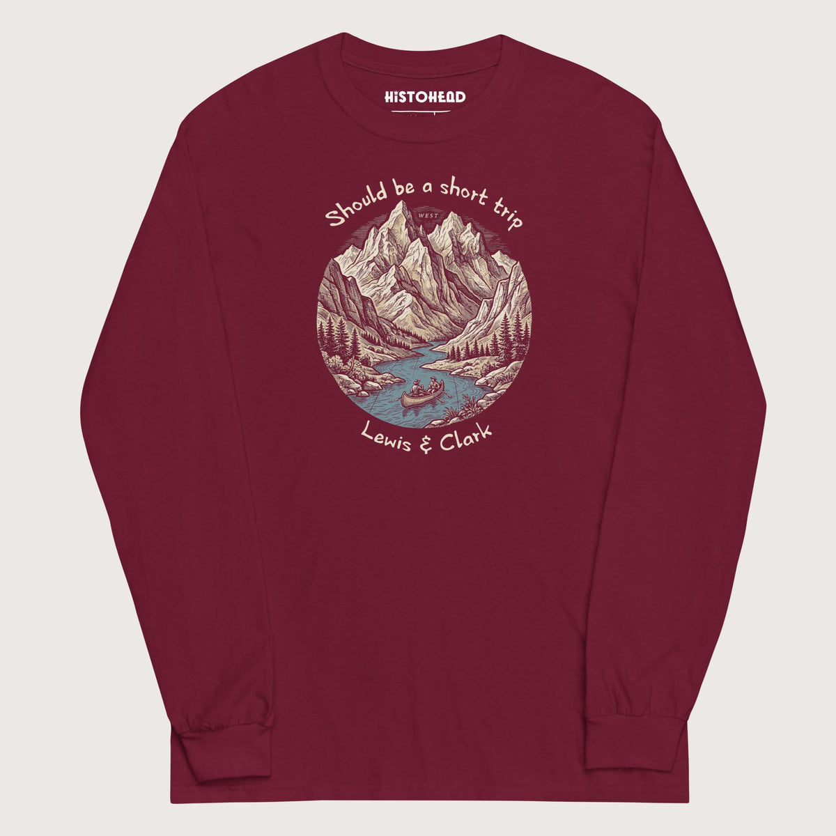 Maroon Lewis & Clark Short Trip - Long Sleeve - history buff gift by HistoHead