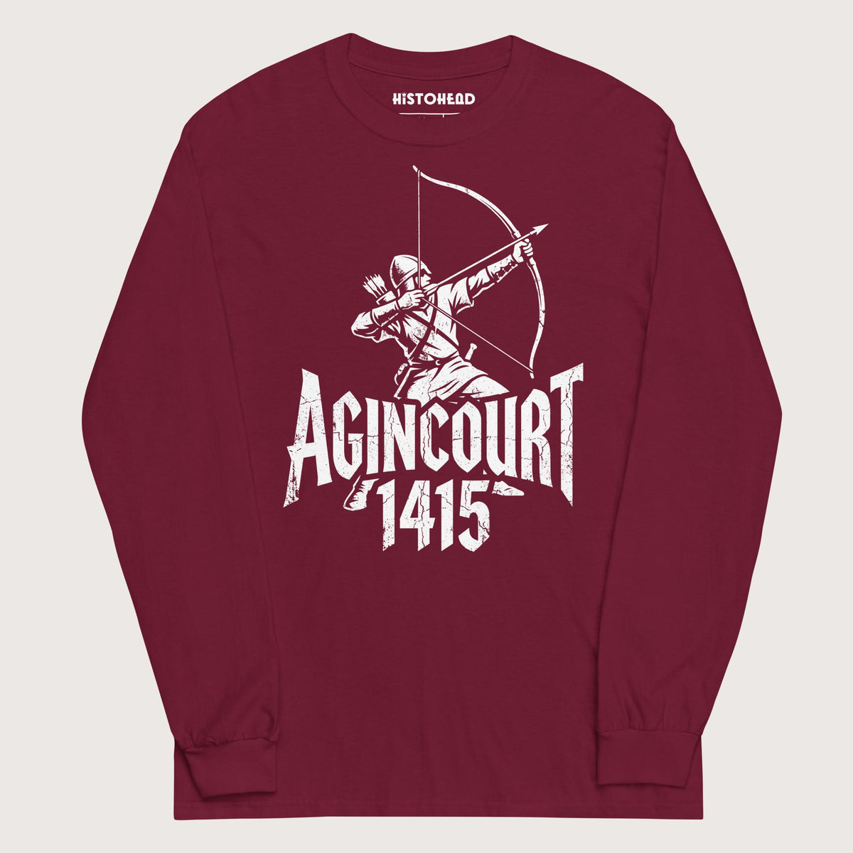 Maroon Agincourt 1415 Longbowman - Long Sleeve - history buff gift by HistoHead