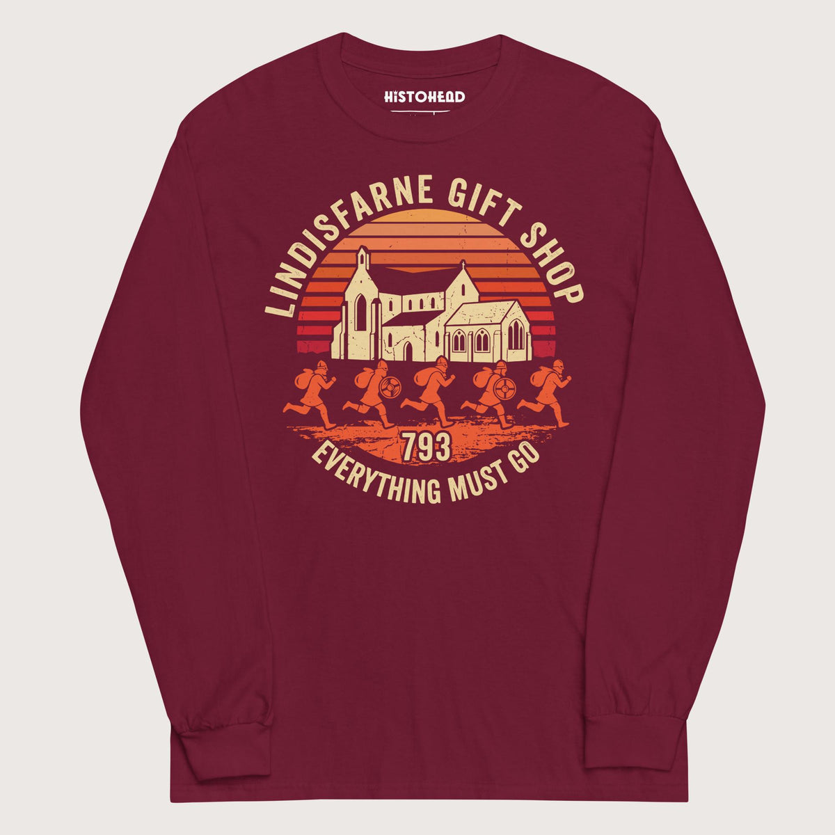 Maroon Lindisfarne Gift Shop 793 - Long Sleeve - history buff gift by HistoHead