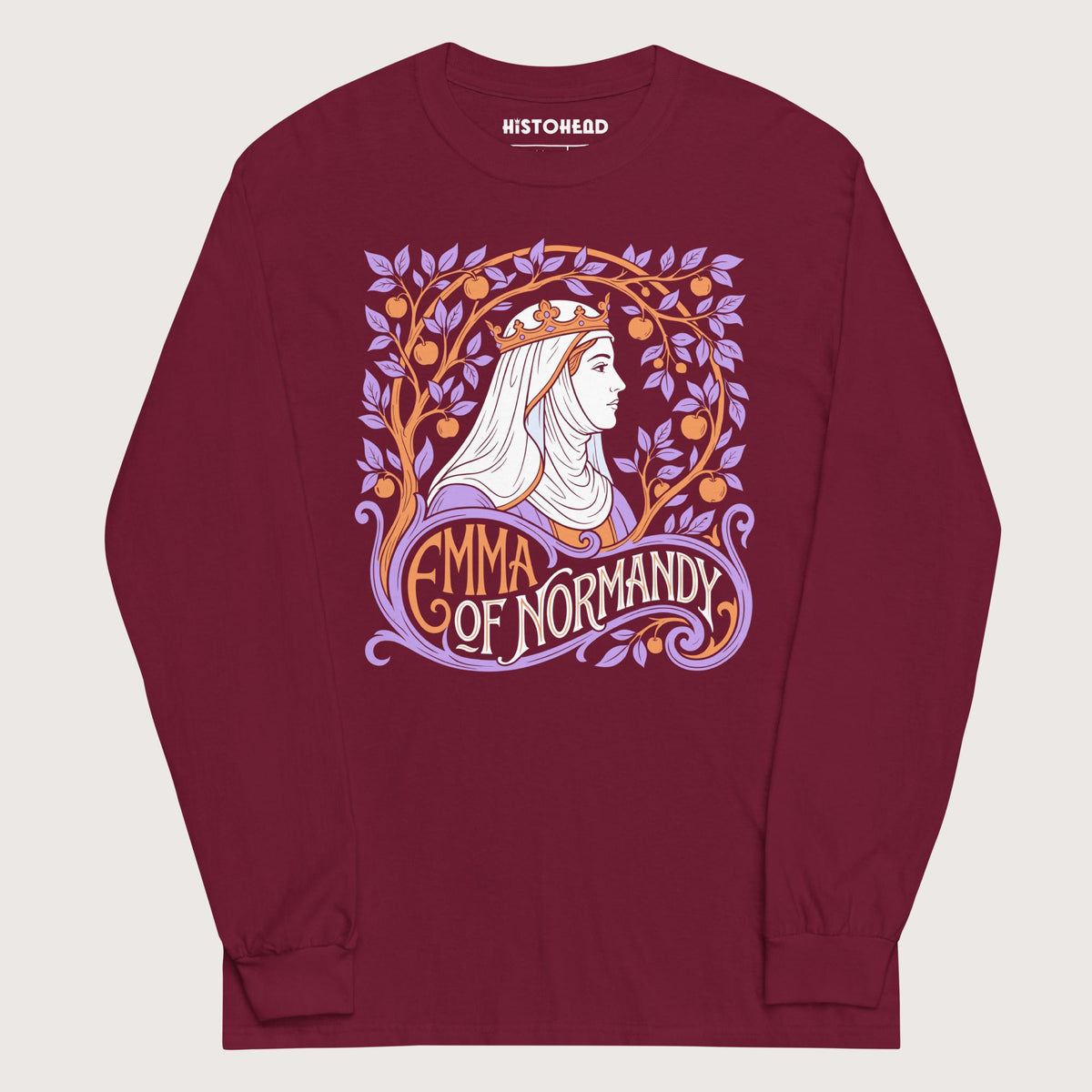 Maroon Emma Of Normandy - Long Sleeve - history buff gift by HistoHead