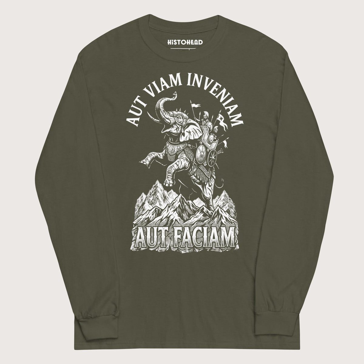 Military Green Aut Viam Inveniam Hannibal Quote - Long Sleeve - history buff gift by HistoHead