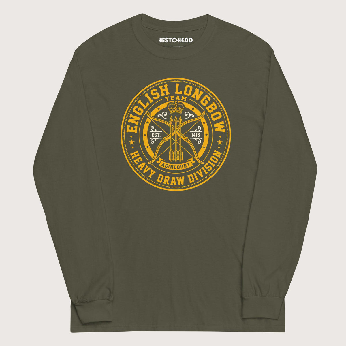 Military Green English Longbow Heavy Draw Division - Long Sleeve - history buff gift by HistoHead