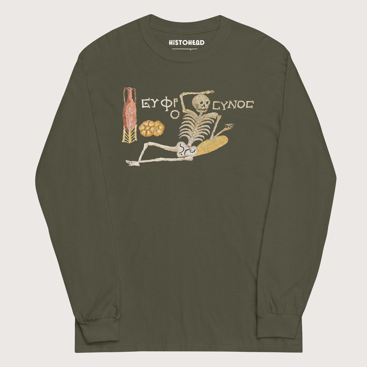 Military Green Skeleton Mosaic - Long Sleeve - history buff gift by HistoHead