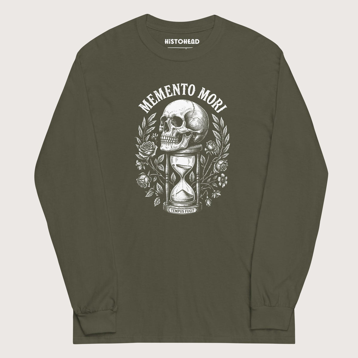 Military Green Memento Mori Tempus Fugit - Long Sleeve - history buff gift by HistoHead