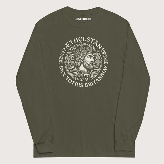 Military Green Æthelstan King of All Britain - Long Sleeve - history buff gift by HistoHead