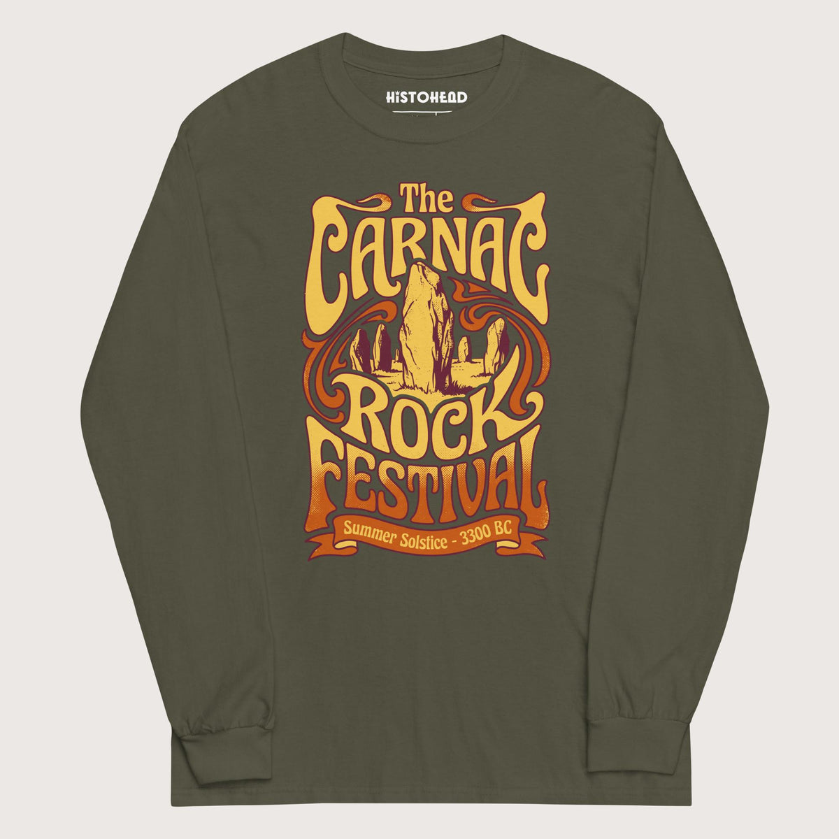 Military Green Carnac Rock Festival - Long Sleeve - history buff gift by HistoHead