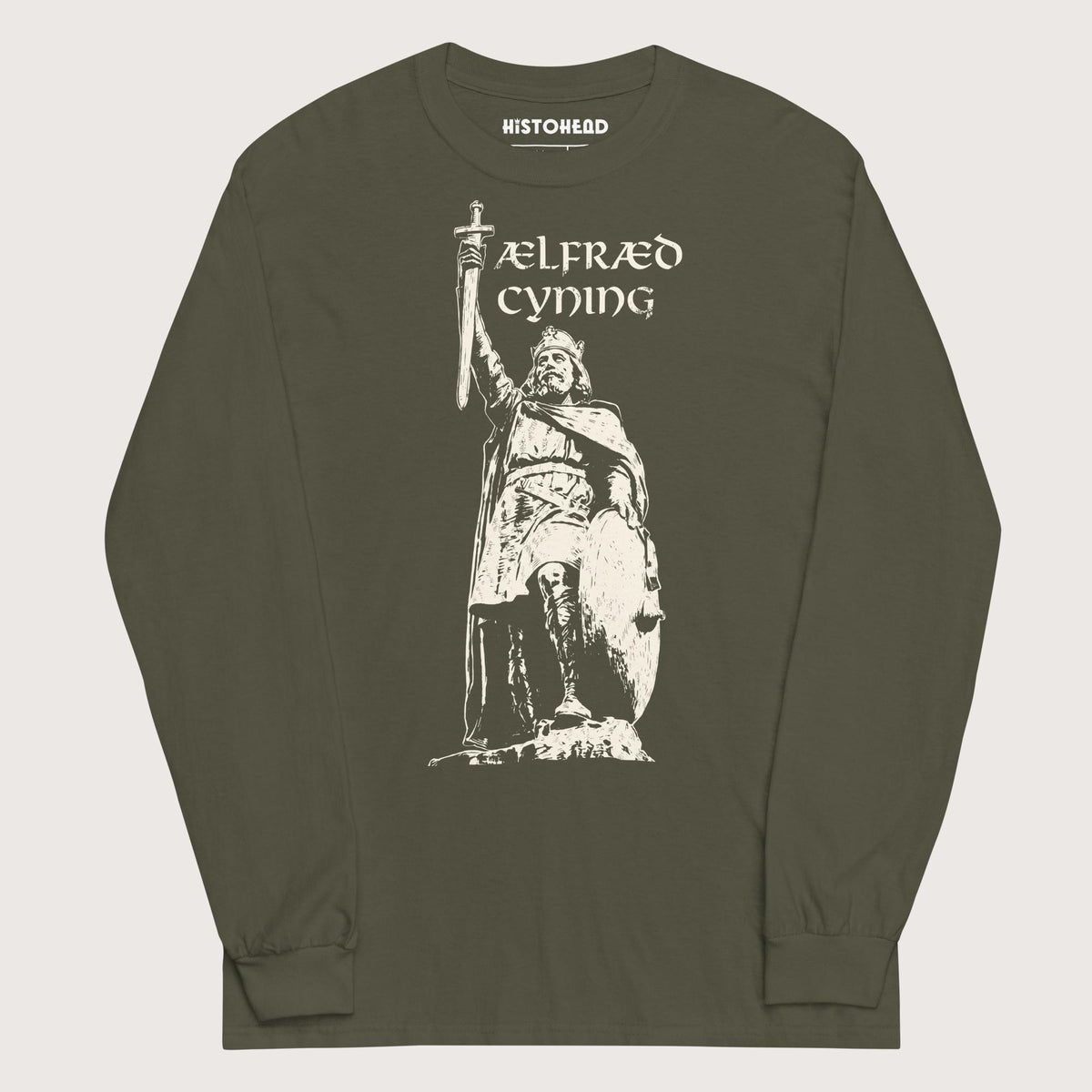 Military Green Alfred the Great - Long Sleeve - history buff gift by HistoHead