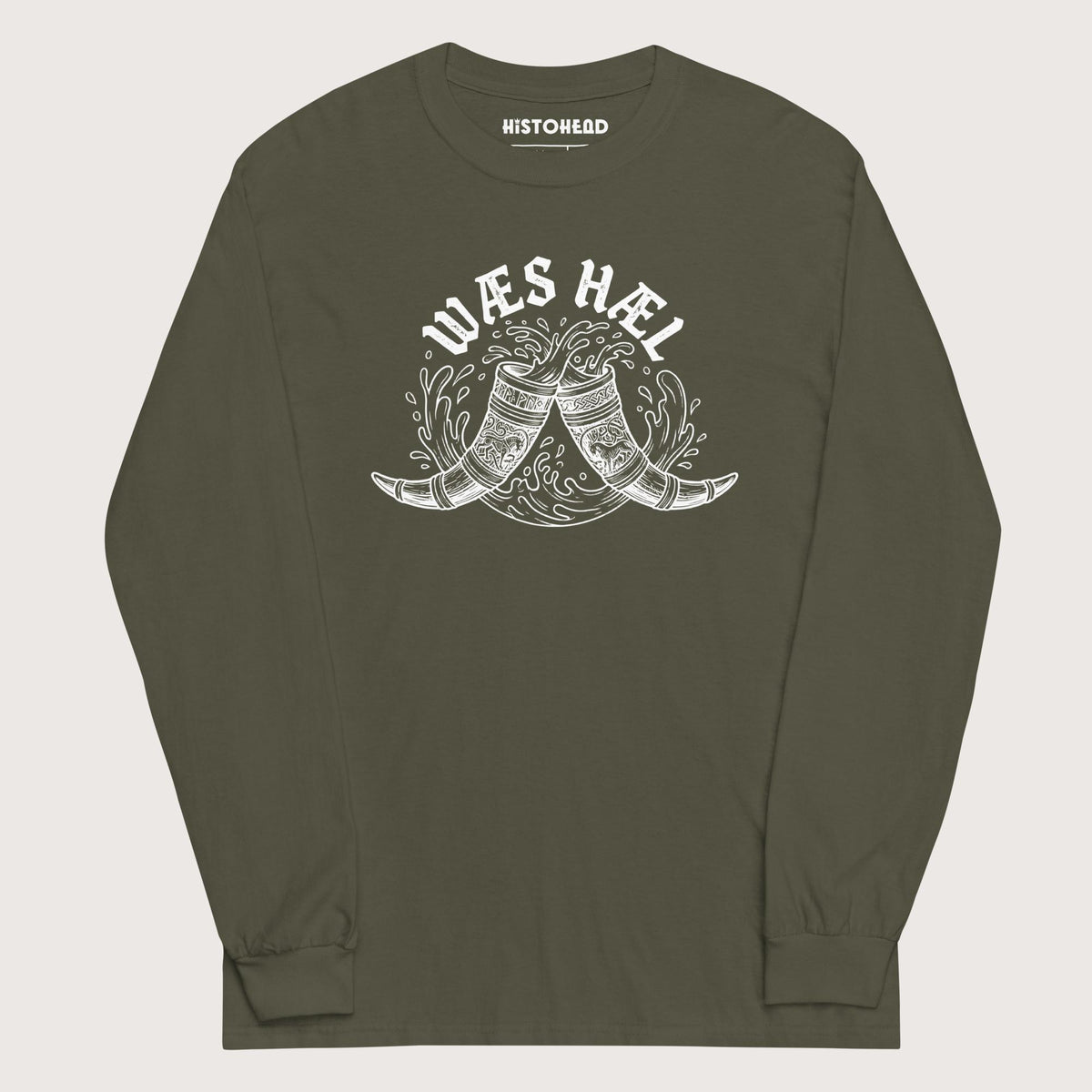 Military Green Wæs Hæl - Long Sleeve - history buff gift by HistoHead