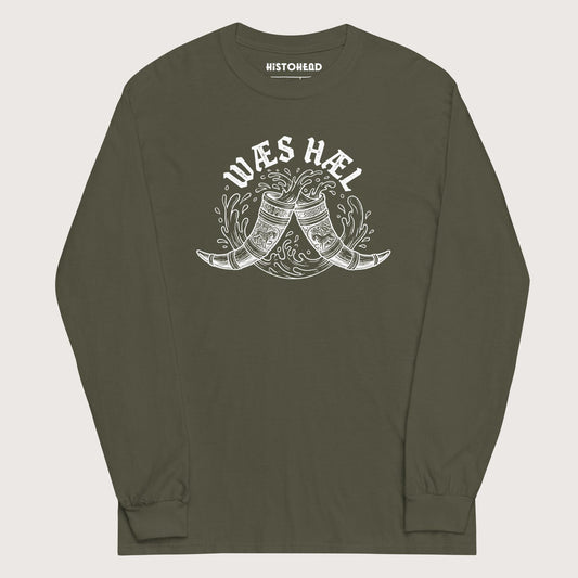 Military Green Wæs Hæl - Long Sleeve - history buff gift by HistoHead