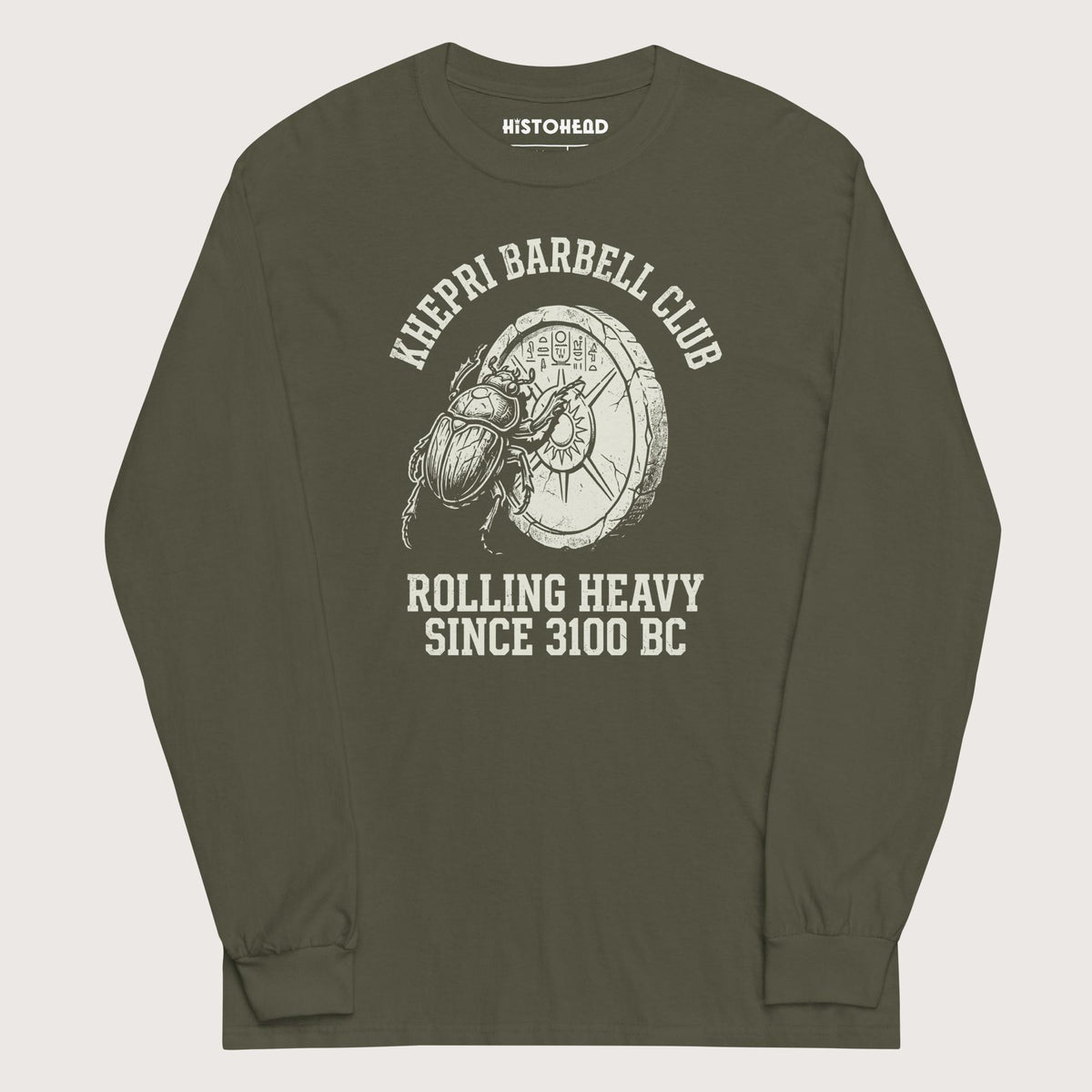 Military Green Khepri Barbell Club - Long Sleeve - history buff gift by HistoHead