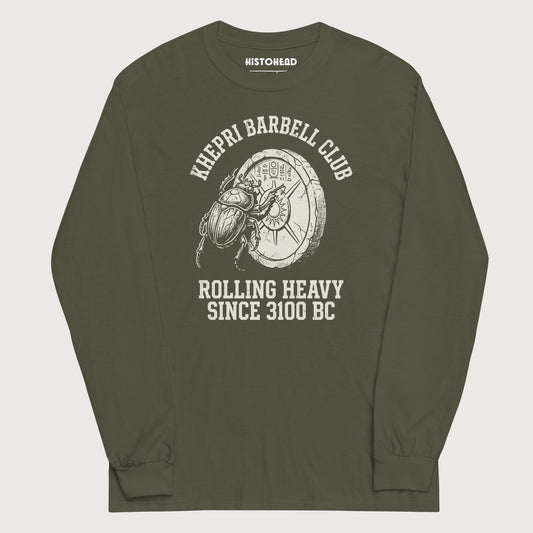 Military Green Khepri Barbell Club - Long Sleeve - history buff gift by HistoHead