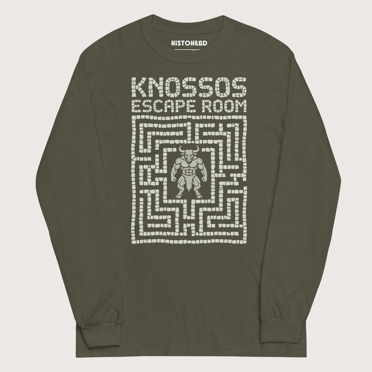Military Green Knossos Escape Room - Long Sleeve - history buff gift by HistoHead