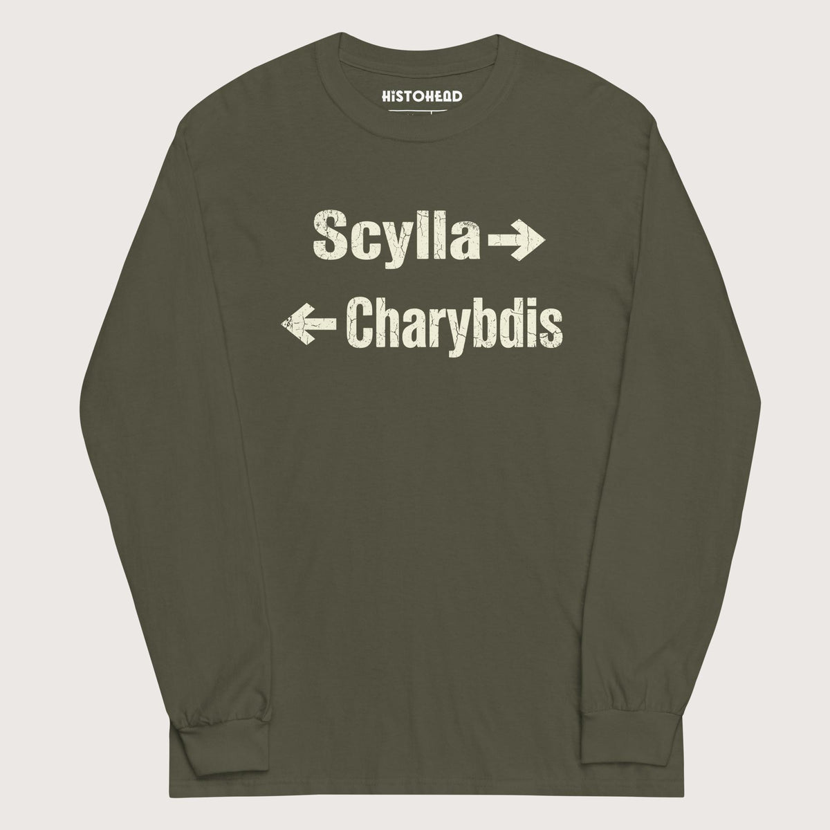Military Green Between Scylla and Charybdis - Long Sleeve - history buff gift by HistoHead