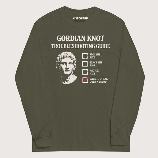 Military Green Alexander's Gordian Knot Guide - Long Sleeve - history buff gift by HistoHead