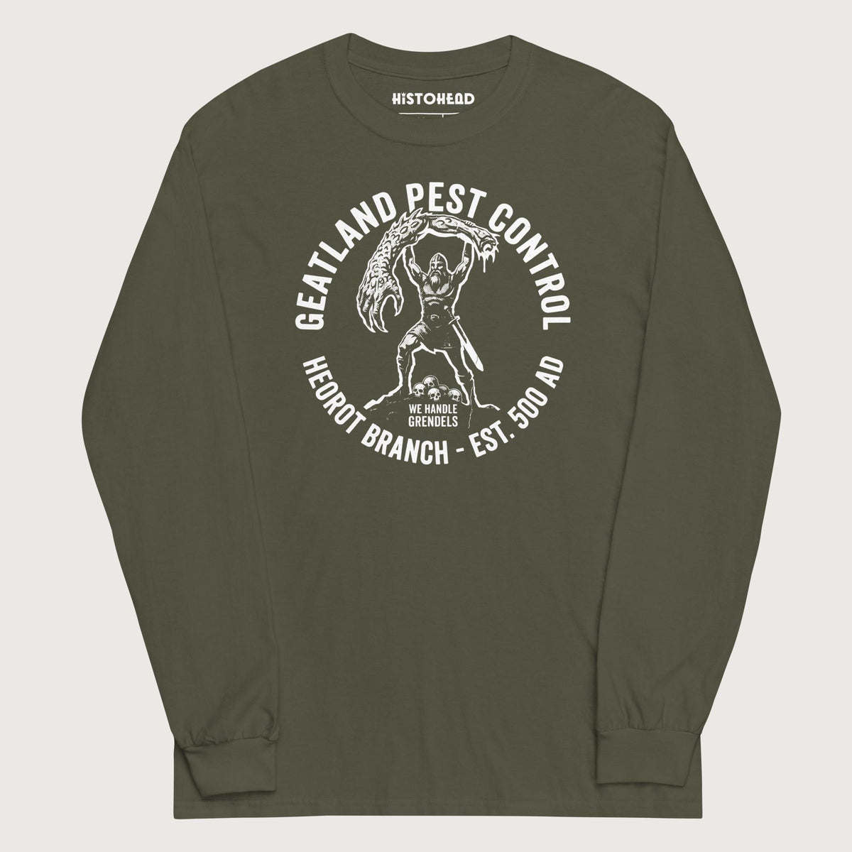 Military Green Geatland Pest Control - Long Sleeve - history buff gift by HistoHead