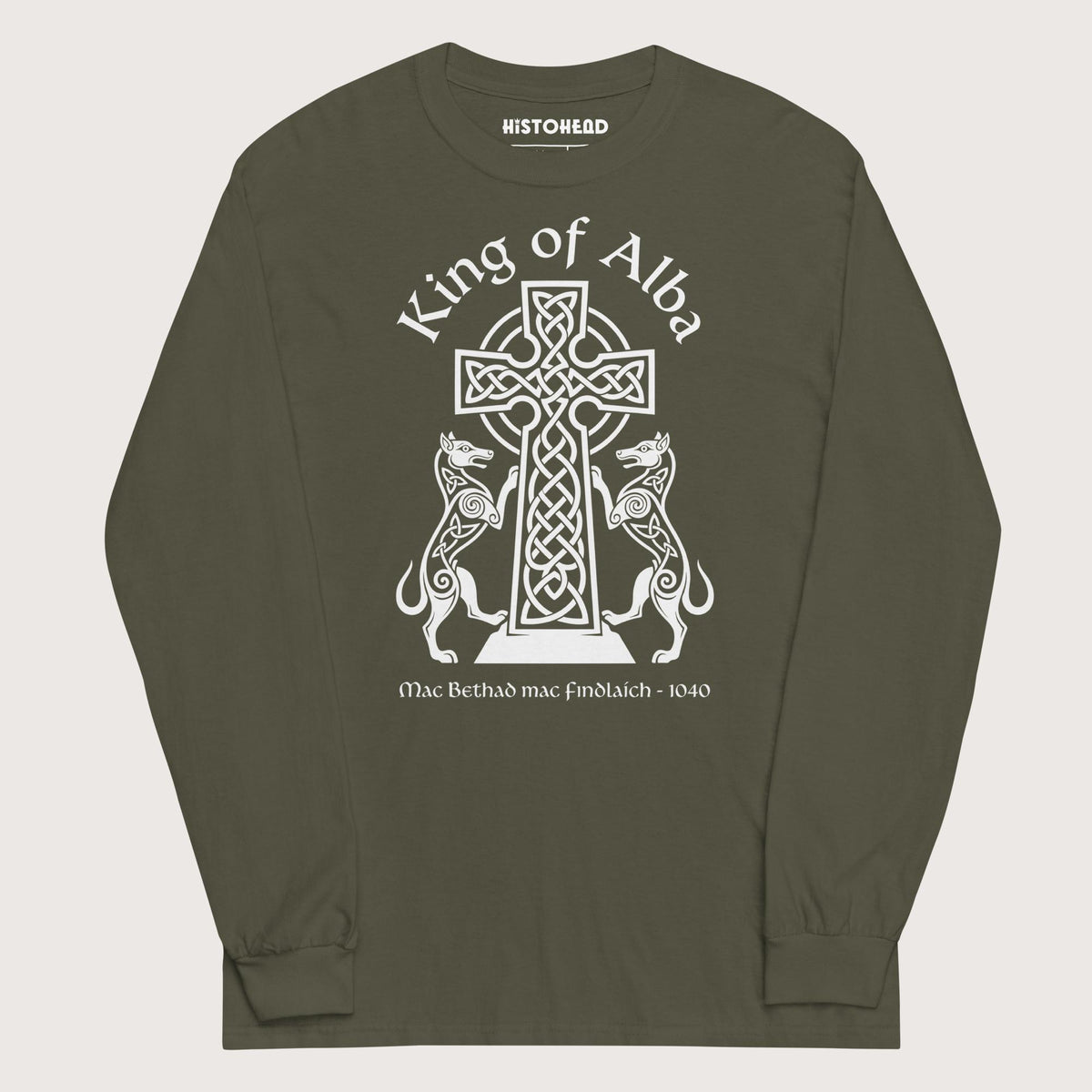 Military Green King of Alba - Long Sleeve - history buff gift by HistoHead