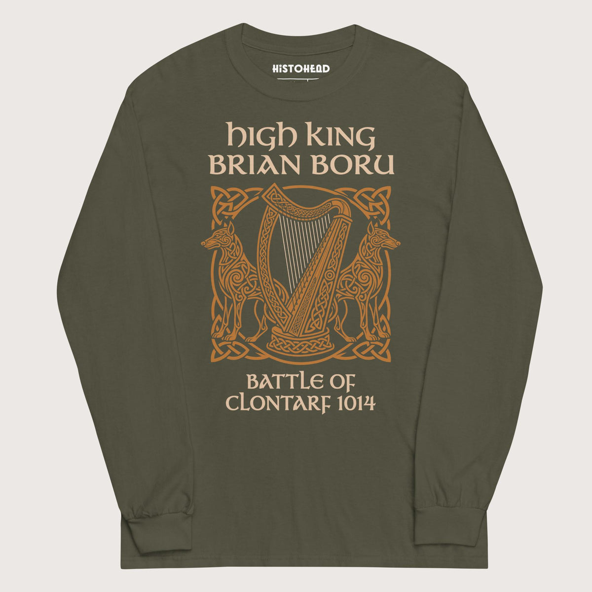 Military Green Brian Boru - Long Sleeve - history buff gift by HistoHead