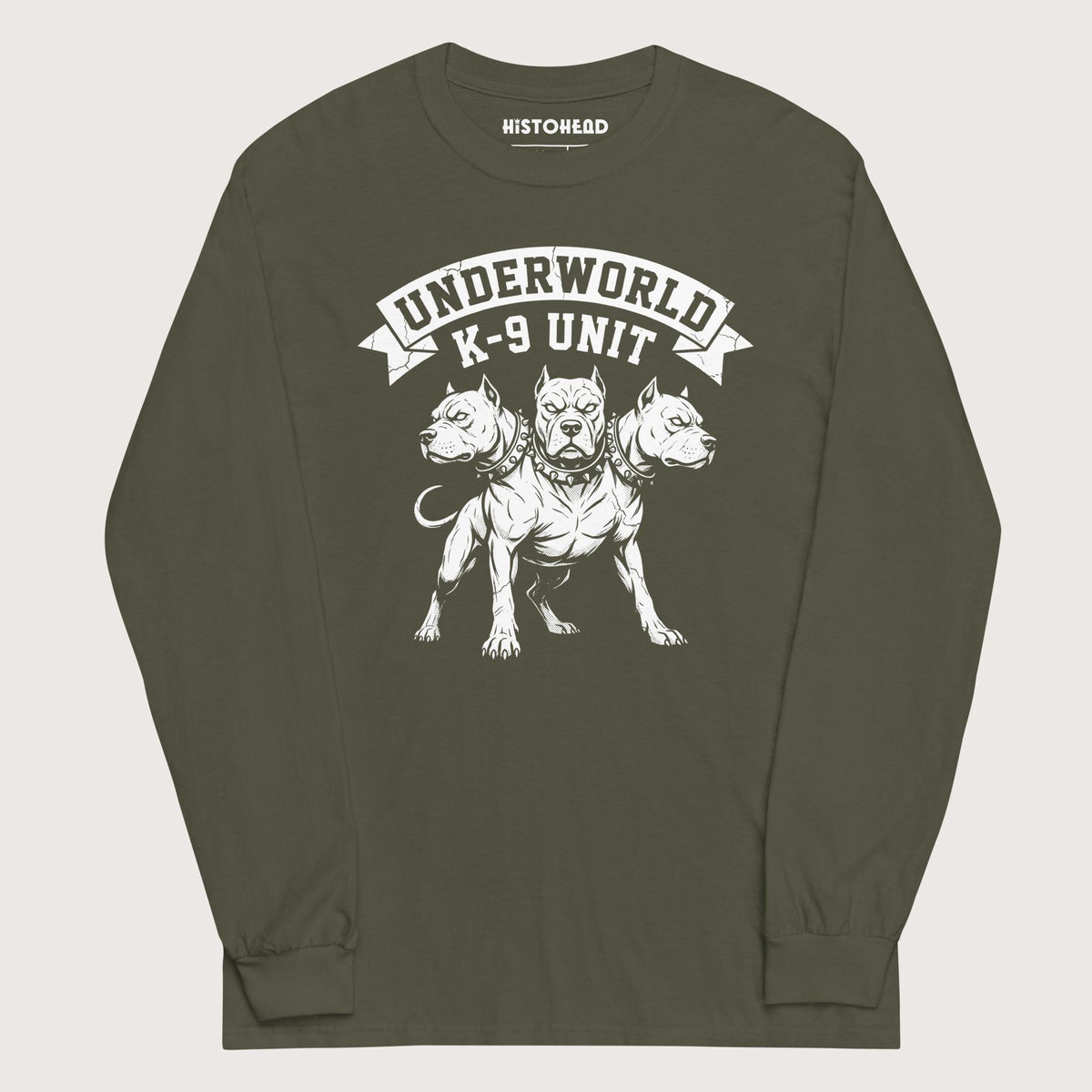 Military Green Cerberus Underworld K-9 Unit - Long Sleeve - history buff gift by HistoHead