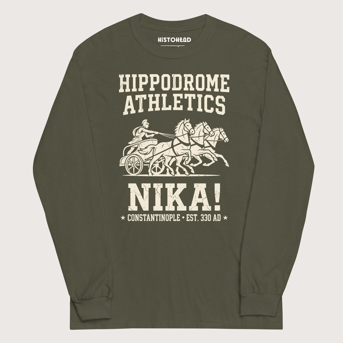Military Green Hippodrome Athletics - Long Sleeve - history buff gift by HistoHead