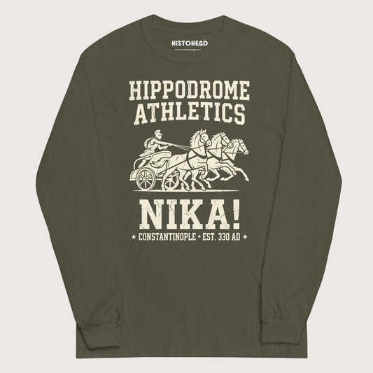 Military Green Hippodrome Athletics - Long Sleeve - history buff gift by HistoHead