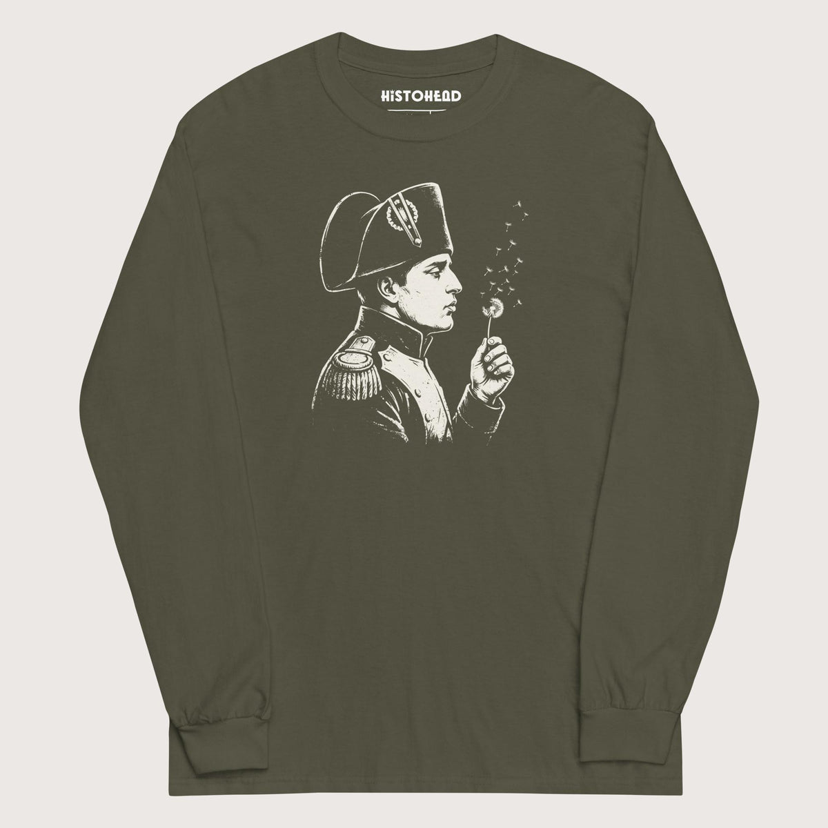 Military Green Napoleon Bonaparte Blowing Wishes - Long Sleeve - history buff gift by HistoHead
