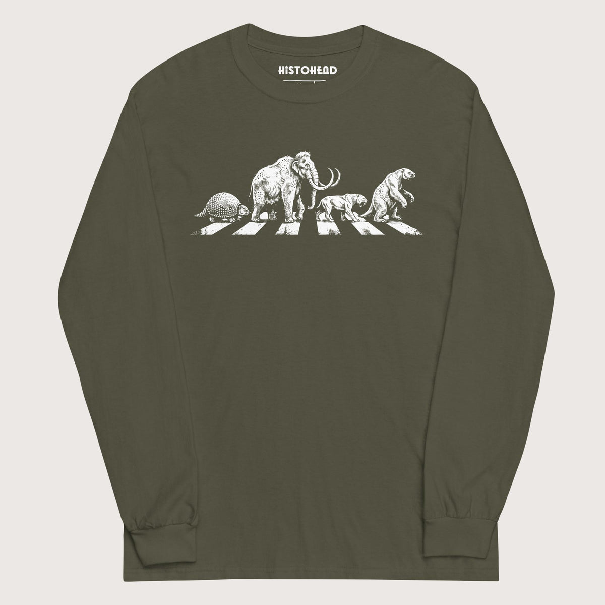 Military Green Pleistocene Road - Long Sleeve - history buff gift by HistoHead