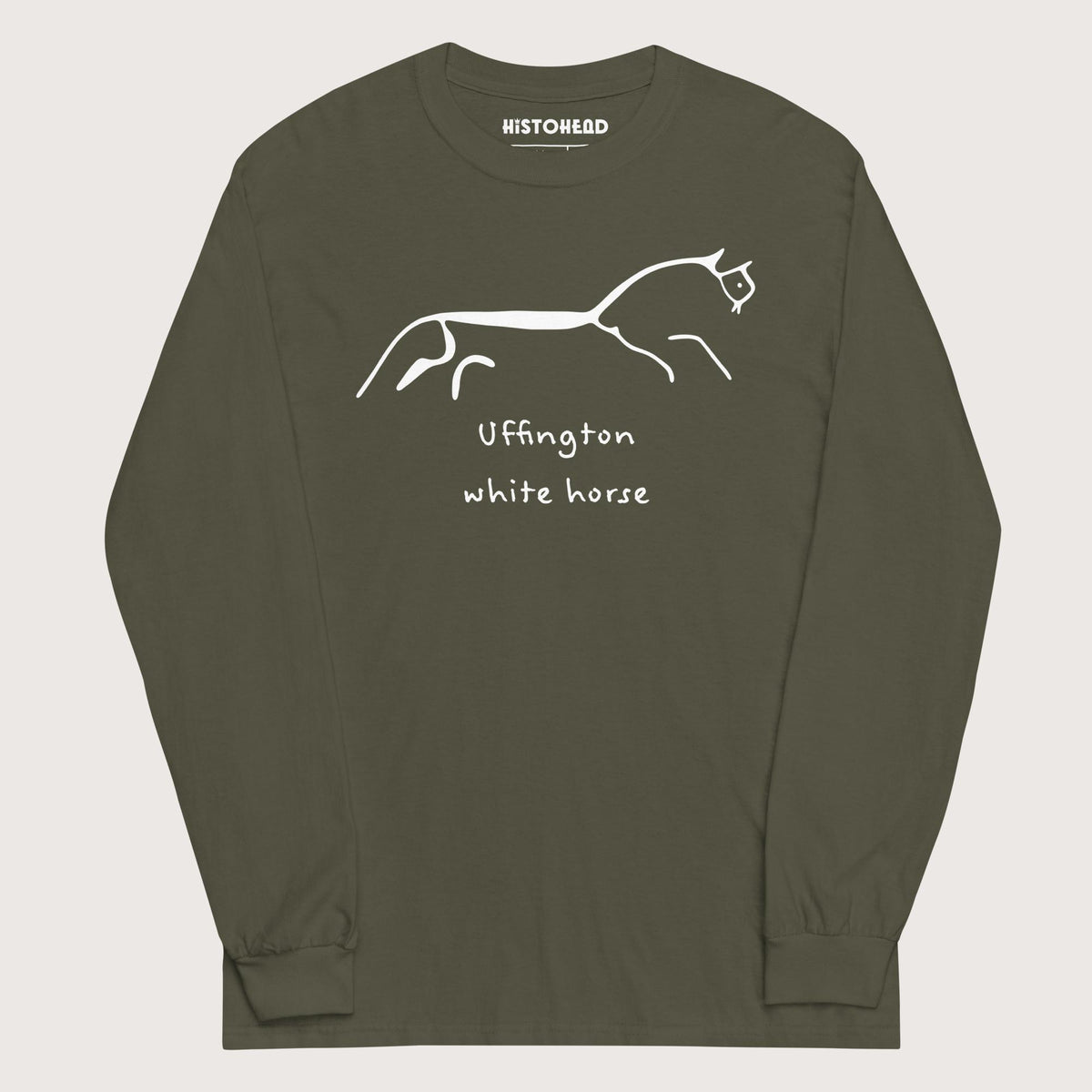 Military Green Uffington White Horse - Long Sleeve - history buff gift by HistoHead
