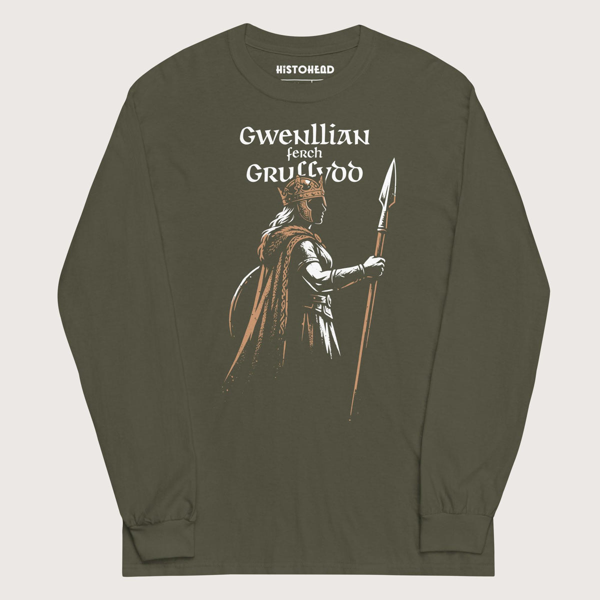 Military Green Gwenllian ferch Gruffydd - Long Sleeve - history buff gift by HistoHead