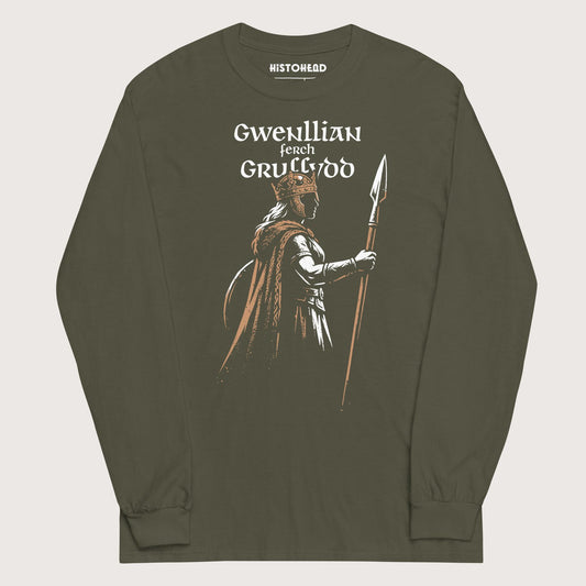Military Green Gwenllian ferch Gruffydd - Long Sleeve - history buff gift by HistoHead