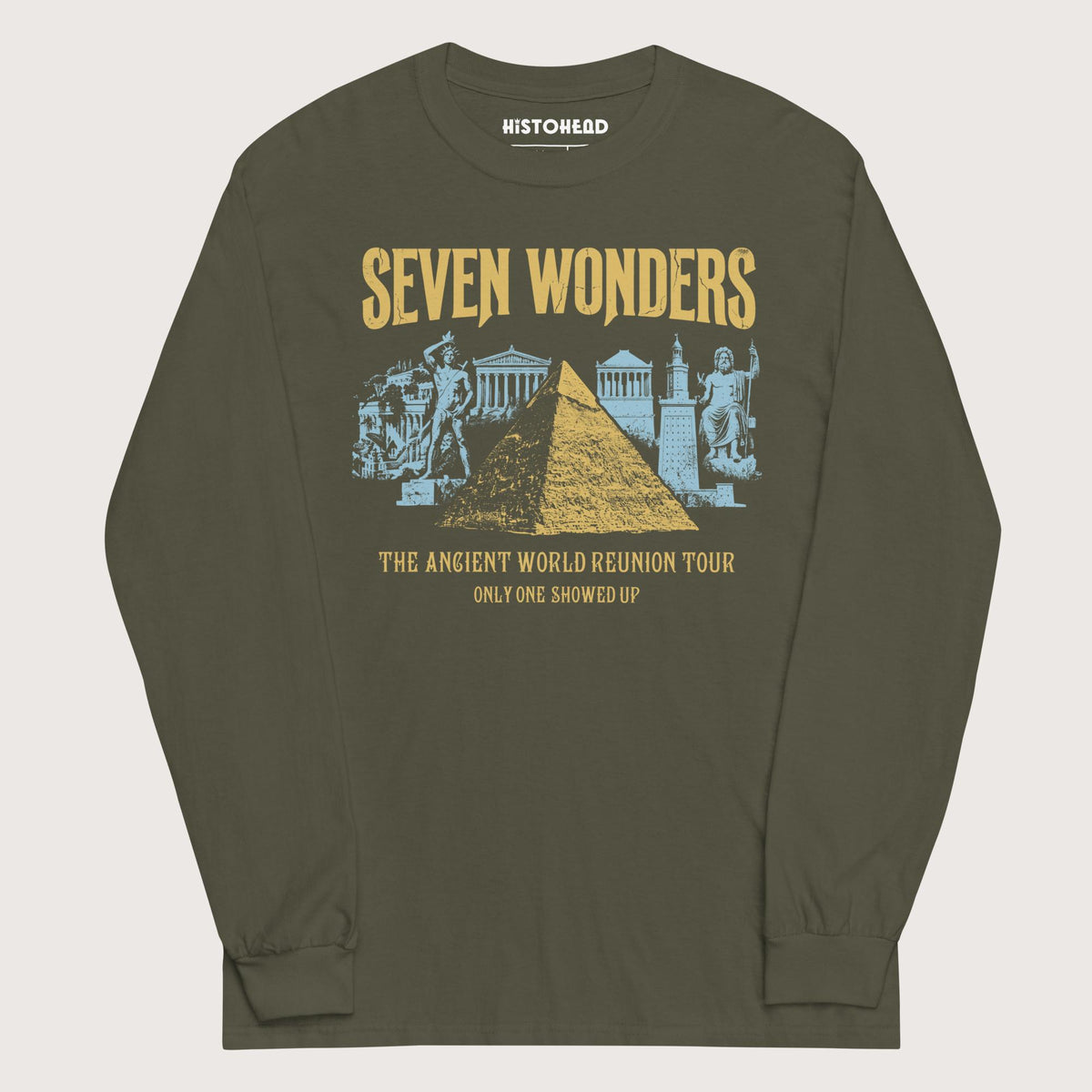 Military Green Seven Wonders Reunion Tour - Long Sleeve - history buff gift by HistoHead