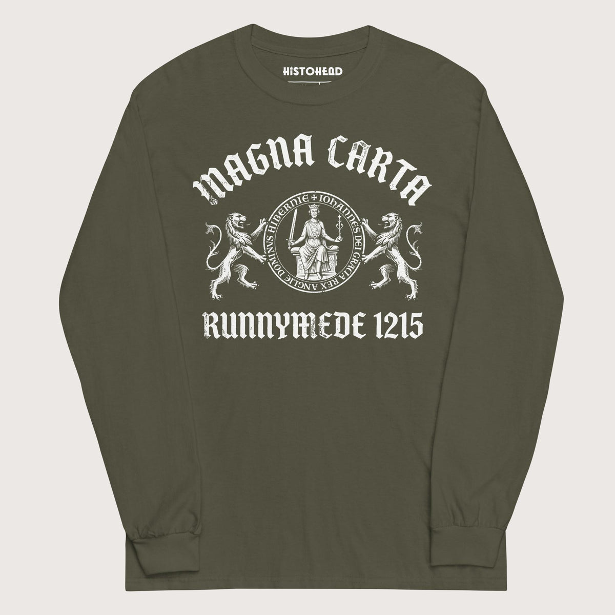 Military Green Magna Carta King John Seal - Long Sleeve - history buff gift by HistoHead