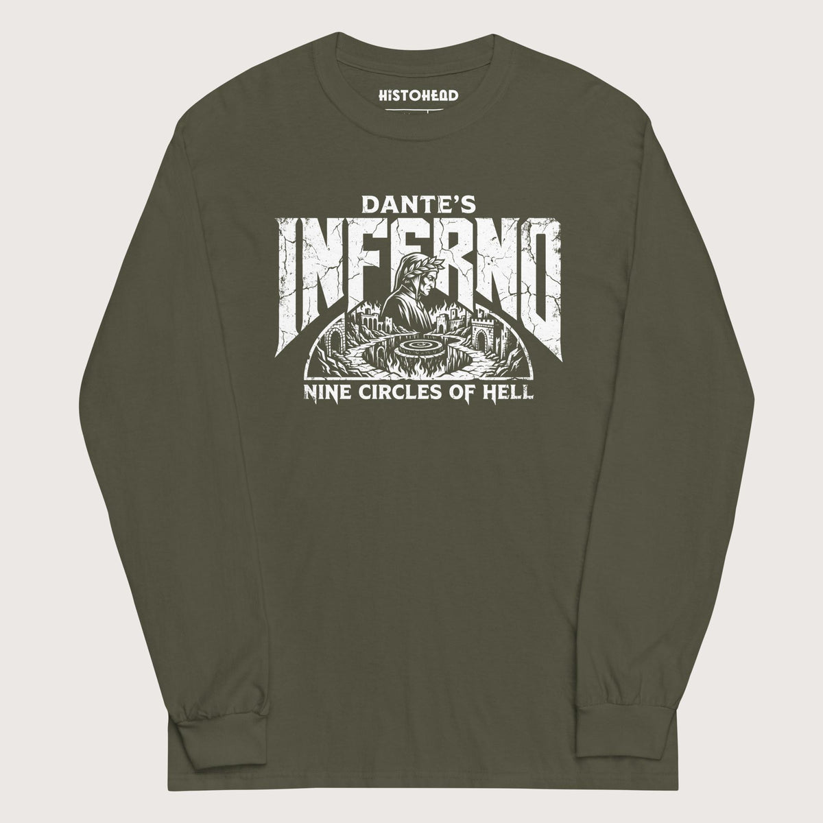 Military Green Dante's Inferno - Long Sleeve - history buff gift by HistoHead
