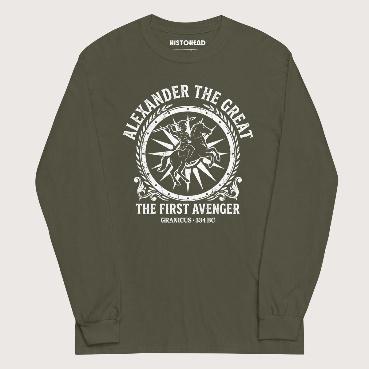 Military Green Alexander the Great First Avenger - Long Sleeve - history buff gift by HistoHead