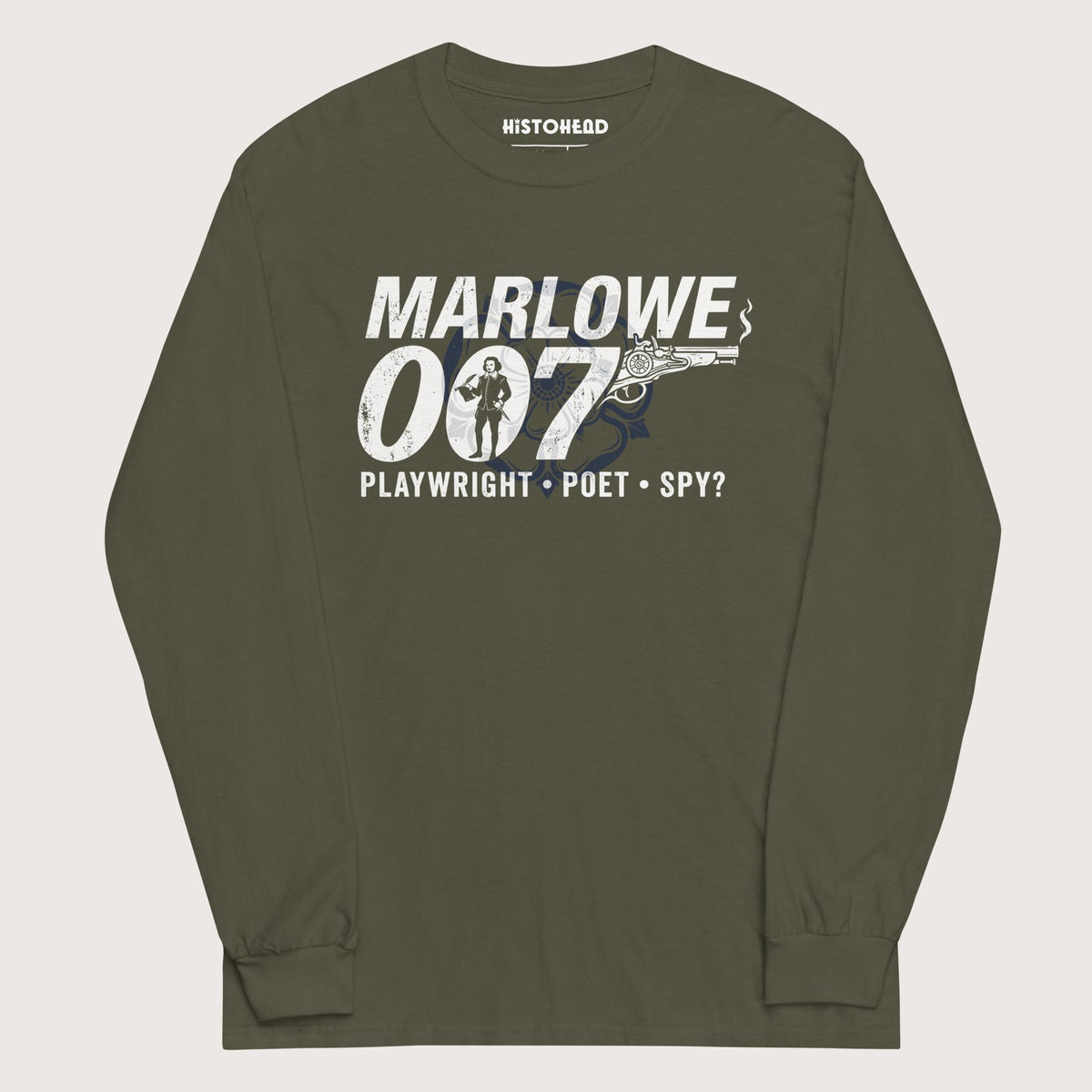 Military Green Marlowe 007 - Long Sleeve - history buff gift by HistoHead