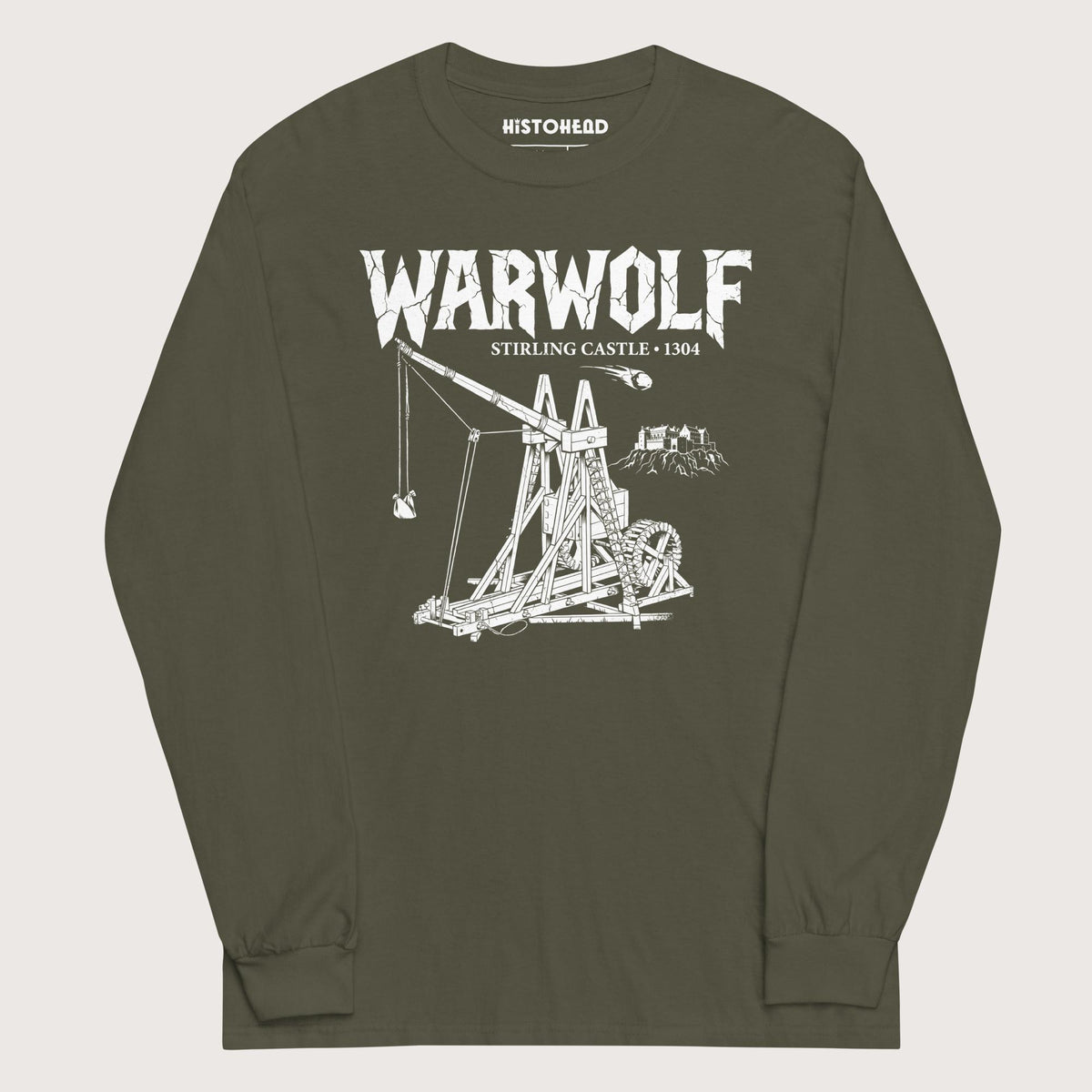 Military Green Warwolf Trebuchet - Long Sleeve - history buff gift by HistoHead