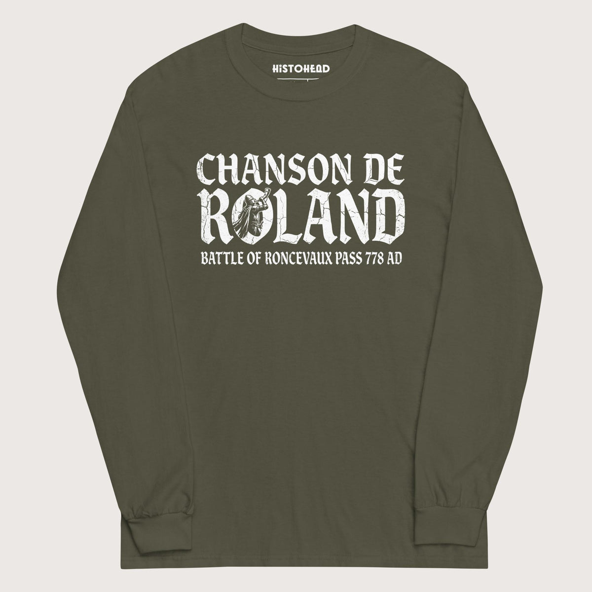 Military Green Chanson de Roland Battle of Roncevaux - Long Sleeve - history buff gift by HistoHead