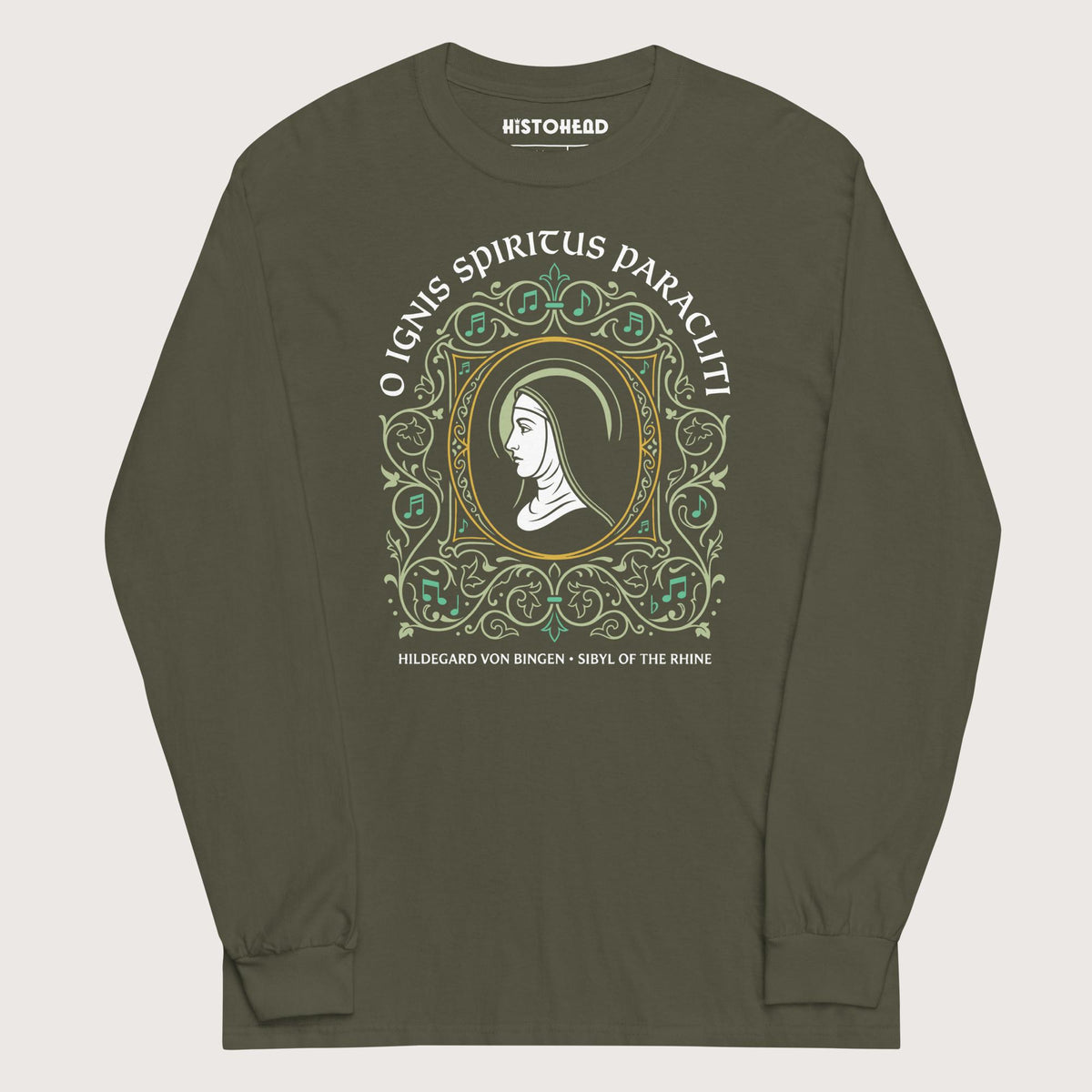 Military Green Hildegard von Bingen - Long Sleeve - history buff gift by HistoHead