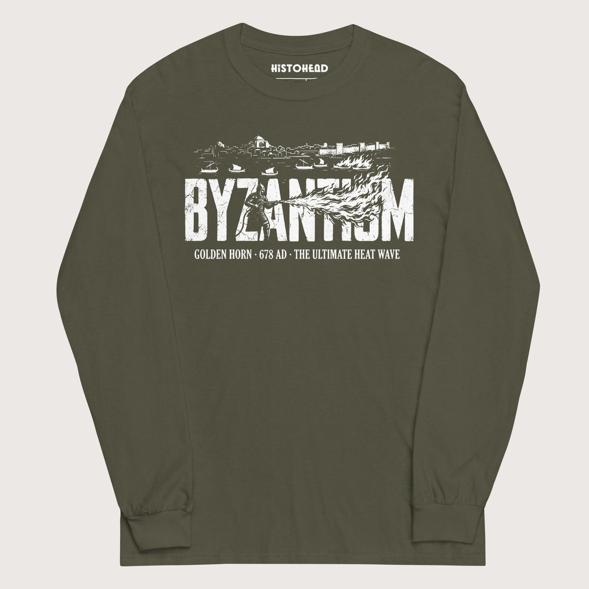 Military Green Greek Fire 678 - Long Sleeve - history buff gift by HistoHead