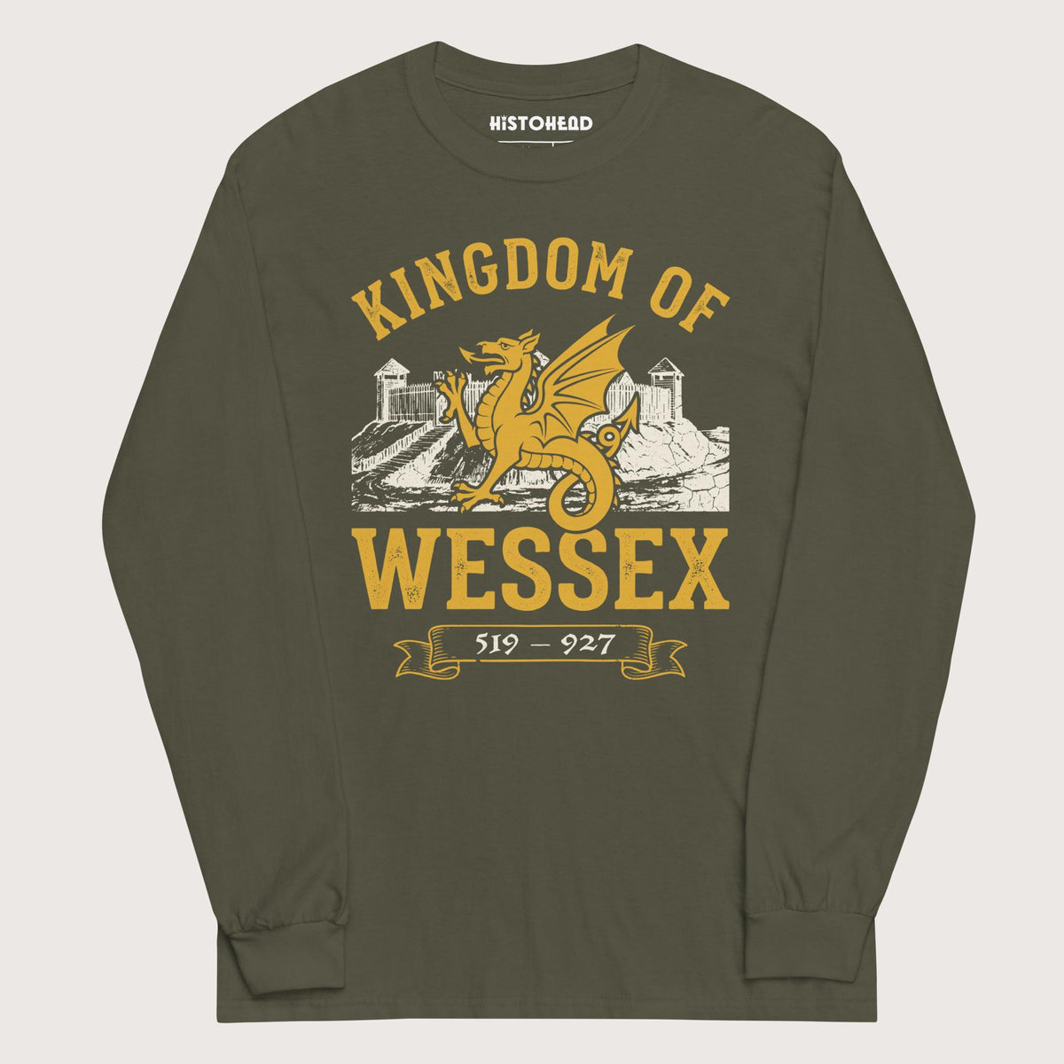 Military Green Kingdom of Wessex - Long Sleeve - history buff gift by HistoHead