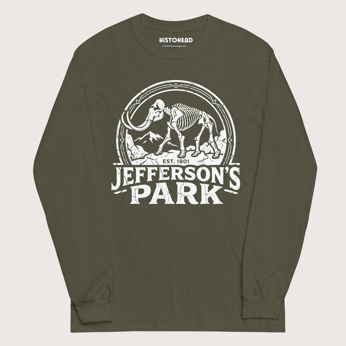 Military Green Jefferson's Park - Long Sleeve - history buff gift by HistoHead